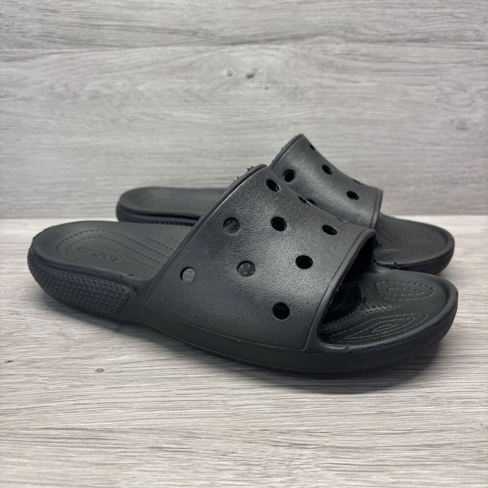 Crocs Iconic Comfort Classic Slides Slip On Black Unisex Men's 8 Women’s 10